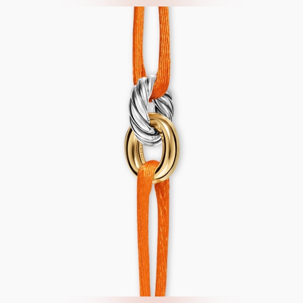 Orange Cord Cable Two-Tone sculpted bracelet adjustable